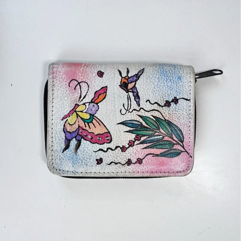 Anushcka Hand Painted Butterfly Zip around Wallet